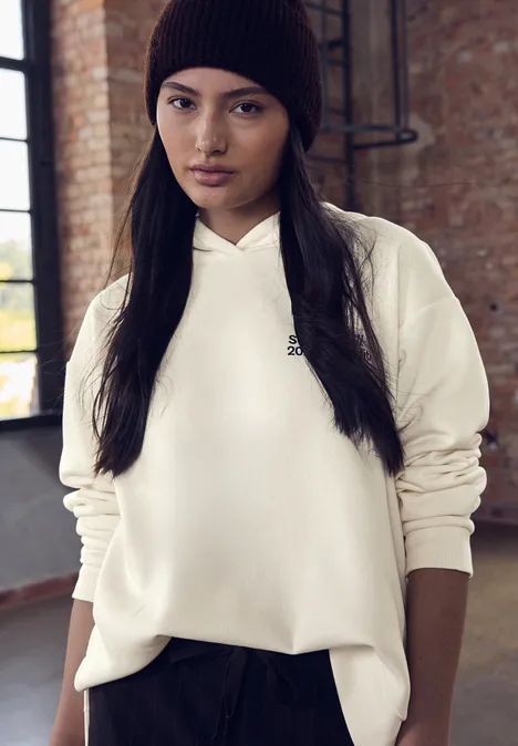 Hoodie Loose Fit avec motif artistique soft beige