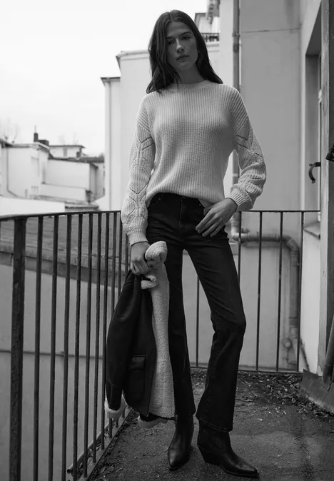 Sweter Pointelle soft beige