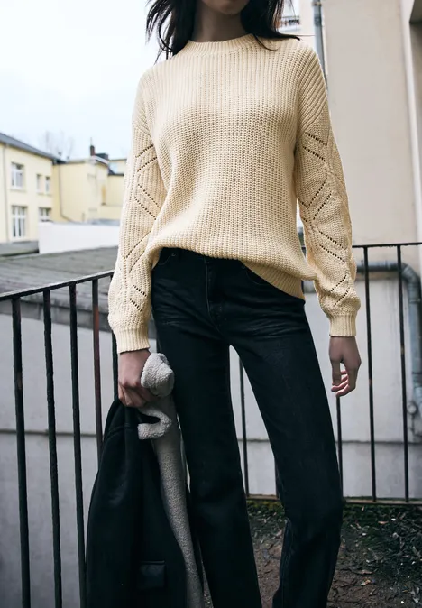 Sweter Pointelle soft beige