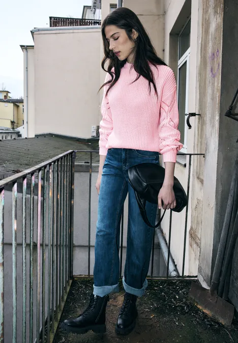 Trui met puntjes tea rose