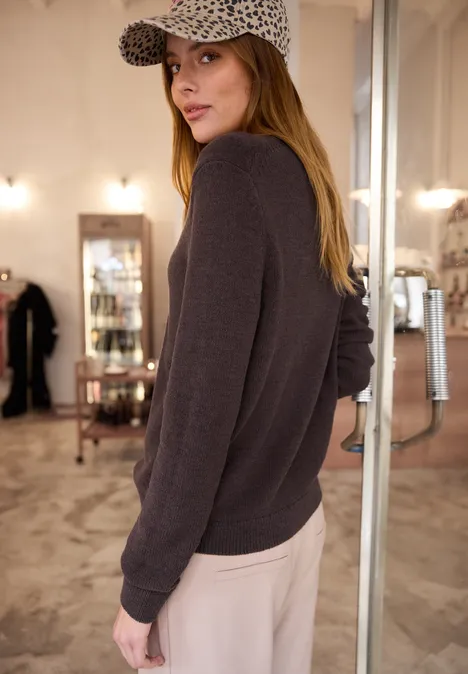 Pullover in Unifarbe plummy brown