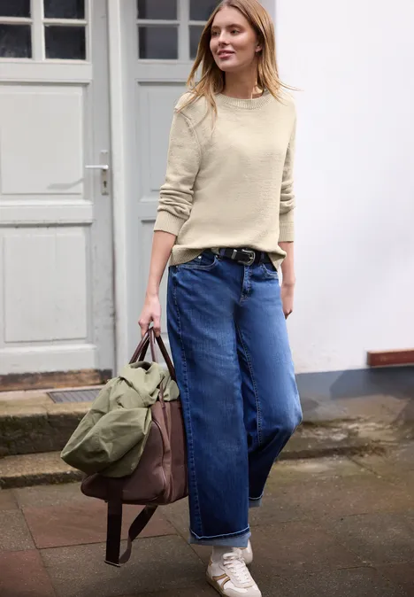 Pullover in Unifarbe stone sand