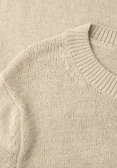 Pullover in Unifarbe stone sand