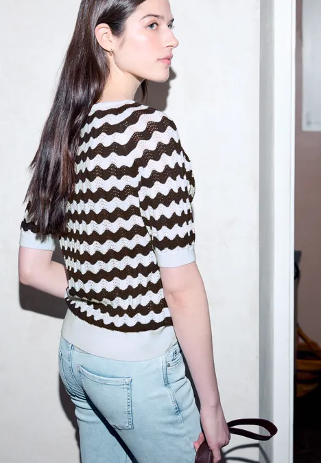 Gemusterter Pullover off white