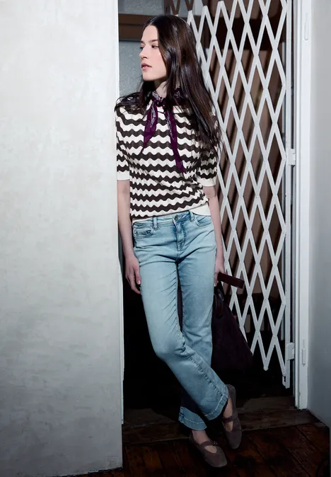 Gemusterter Pullover off white