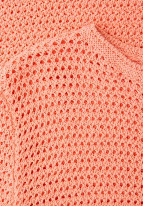 Pullover mit Lochmuster soft tangurine