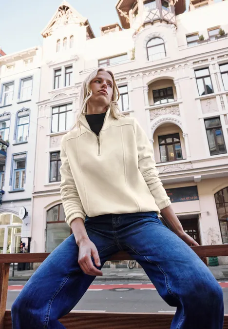 Sweatshirt mit Zipper soft beige