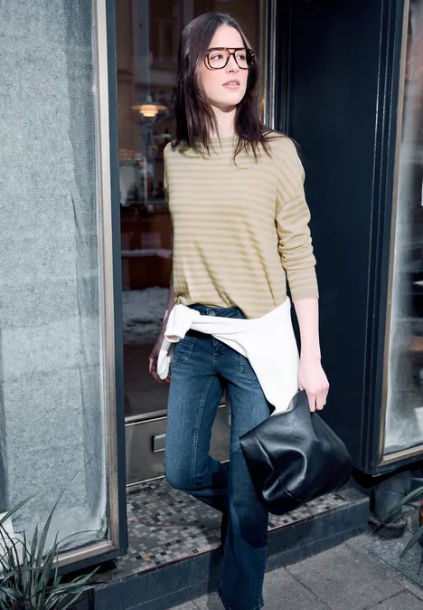 Pull à rayures stone sand