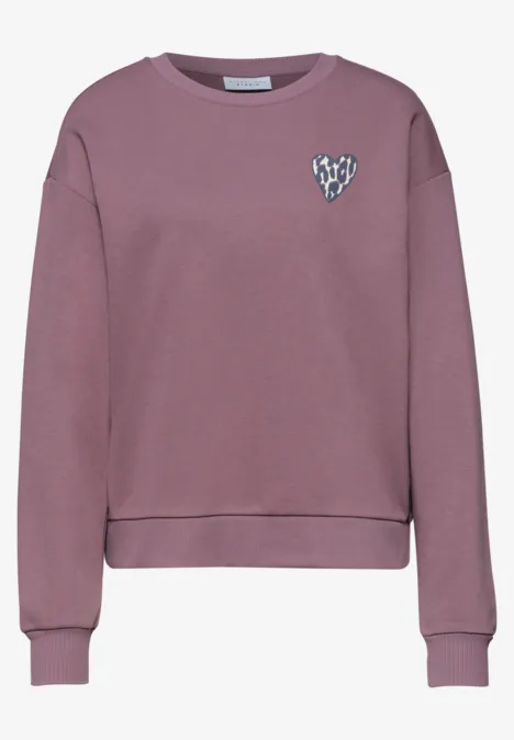 Cosy sweatshirt met leo hartje hazy rose