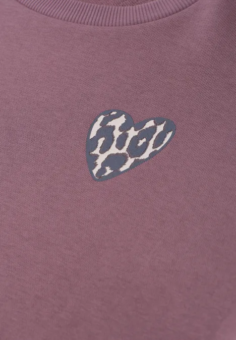 Cosy sweatshirt met leo hartje hazy rose