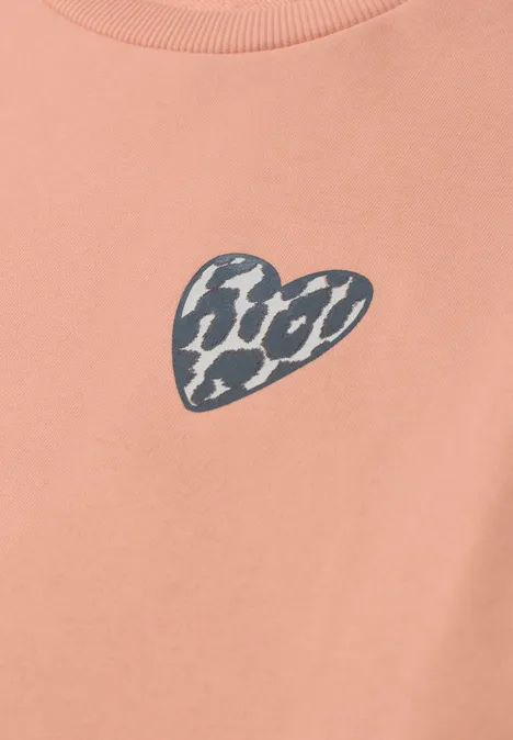 Sweat-shirt cosy avec cœur léopard soft tangurine