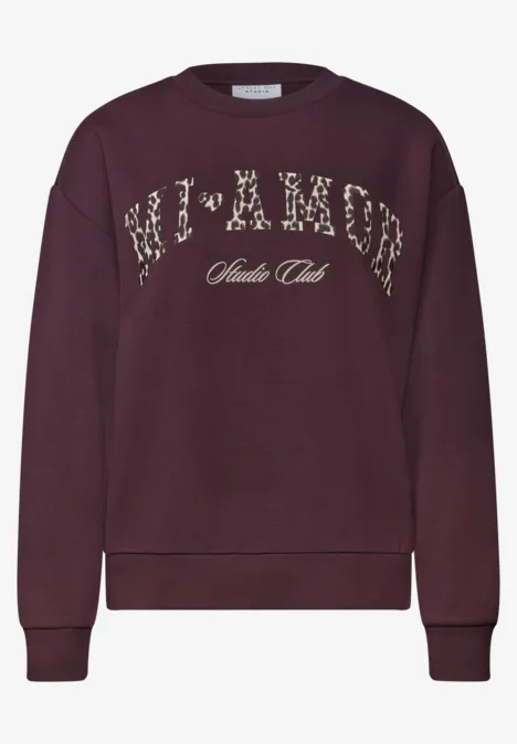Burgunderrote Sweatshirt mit Rundhalsausschnitt und weißem Aufdruck "Milaner Skate Club"