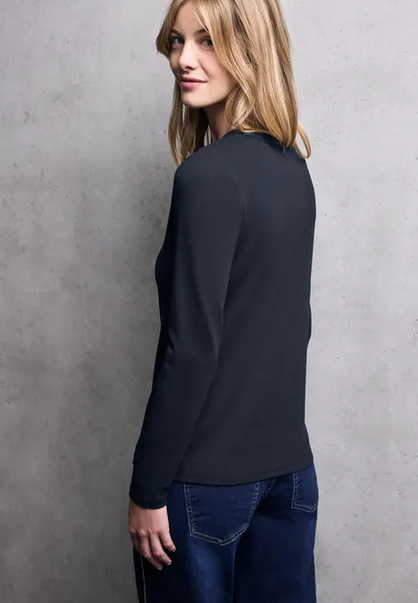 T-shirt basique à manches longues deep blue
