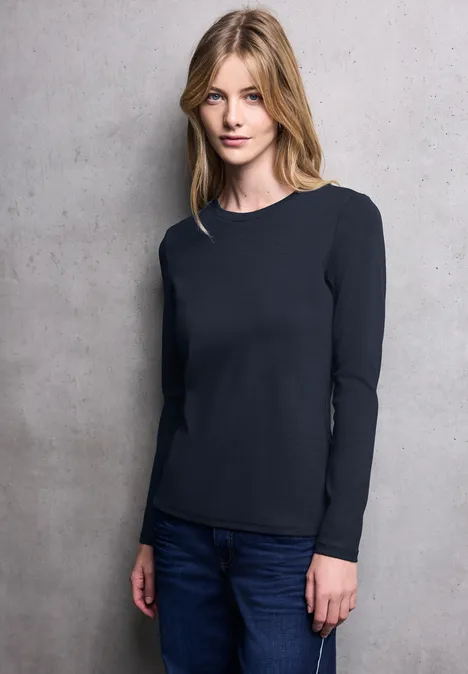 T-shirt basique à manches longues deep blue