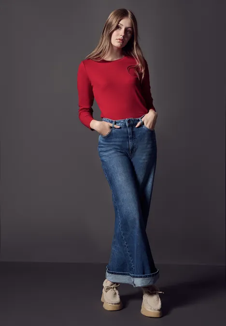 Basic Langarmshirt urban red