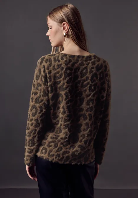Shirt mit Leo-Print mocha kiss