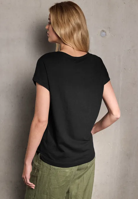 Jersey V-Neck T-Shirt Black