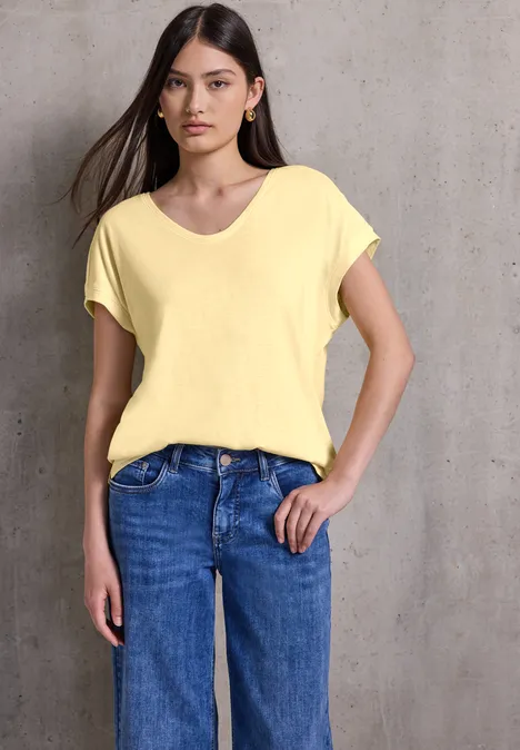 Jersey V-Neck T-Shirt blend yellow