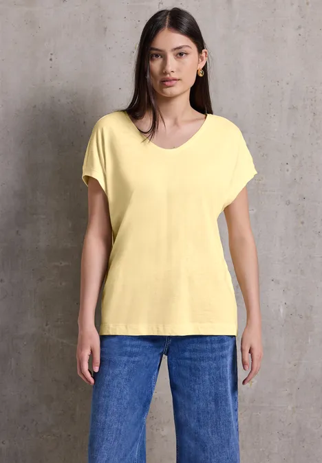 Jersey V-Neck T-Shirt blend yellow