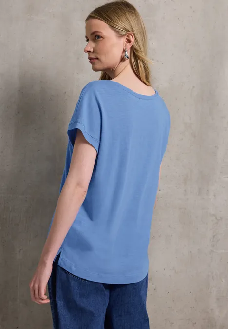 Jersey V-Neck T-Shirt sunset blue