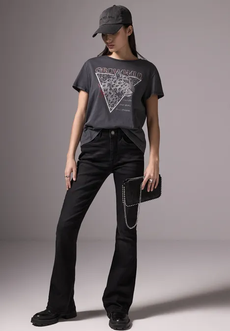 Shirt met print washed out grey