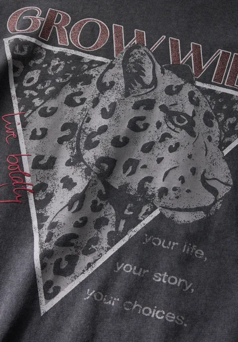 Shirt met print washed out grey