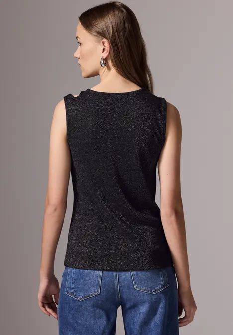 Schimmerndes Top mit Cut-Out Black