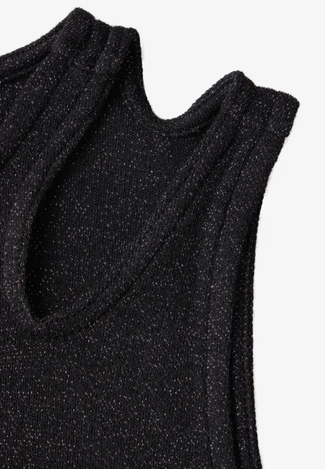 Schimmerndes Top mit Cut-Out Black