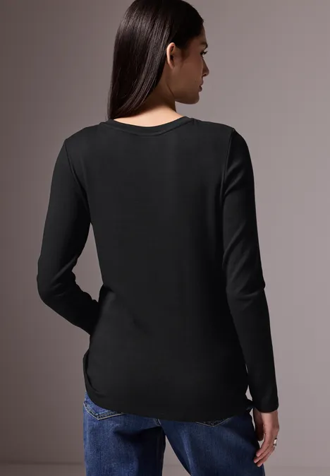Shirt met geribbelde structuur Black