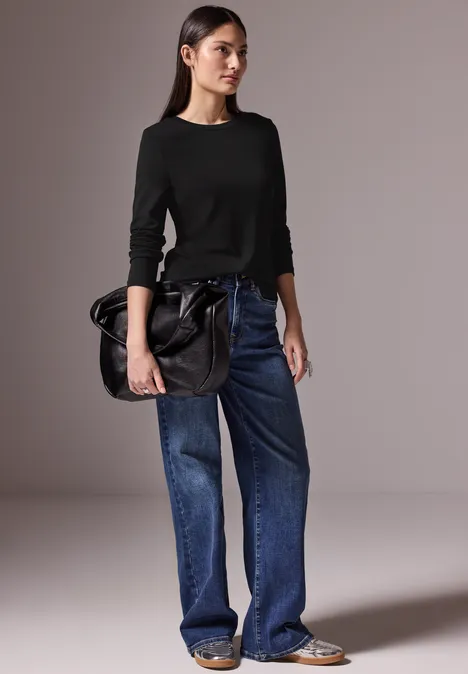 Shirt met geribbelde structuur Black