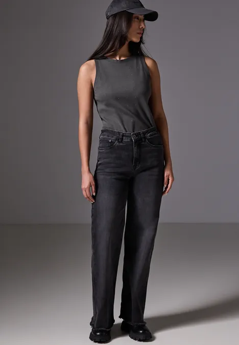 Glitzerndes Top lead grey