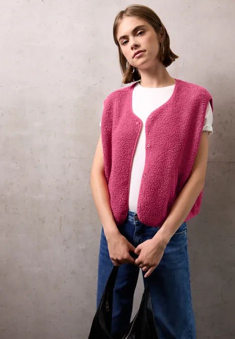 Wolloptik-Weste dark candy pink