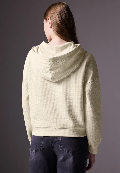 Kurze Sweatjacke almond white