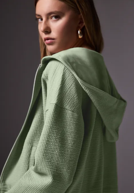 Kort sweatvest slate green
