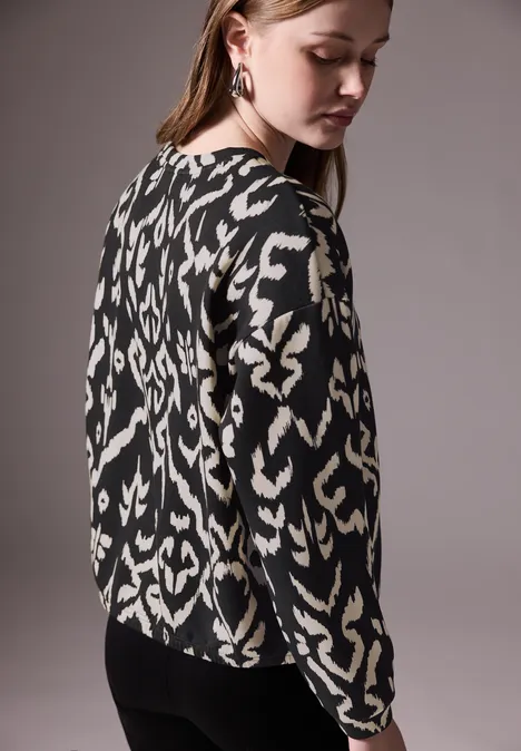 Gemustertes Silk-Look Shirt Black