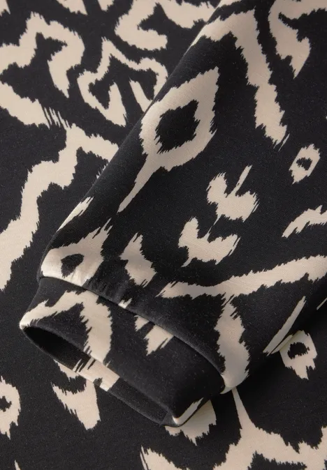 Gemustertes Silk-Look Shirt Black