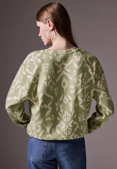 Gemustertes Silk-Look Shirt mild green