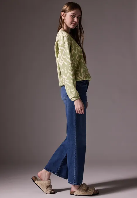 Gemustertes Silk-Look Shirt mild green