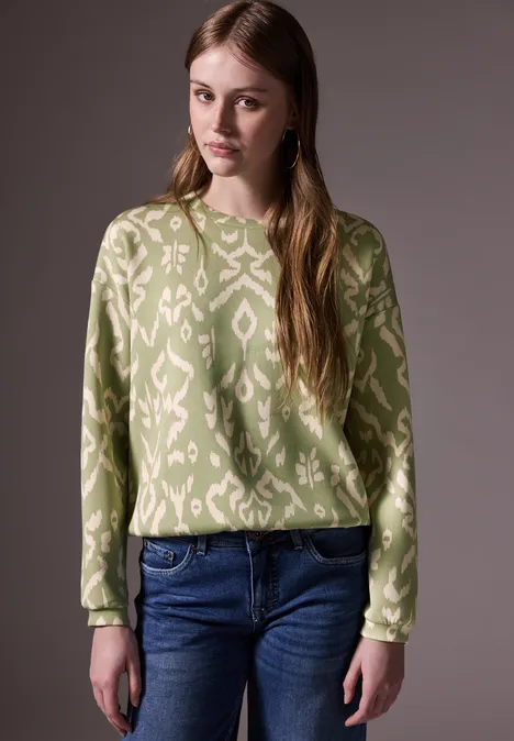 Gemustertes Silk-Look Shirt mild green