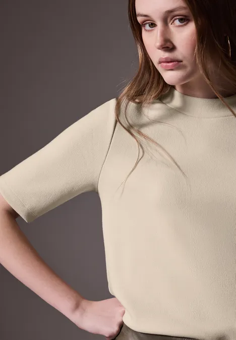 Strick-Look Shirt cream beige