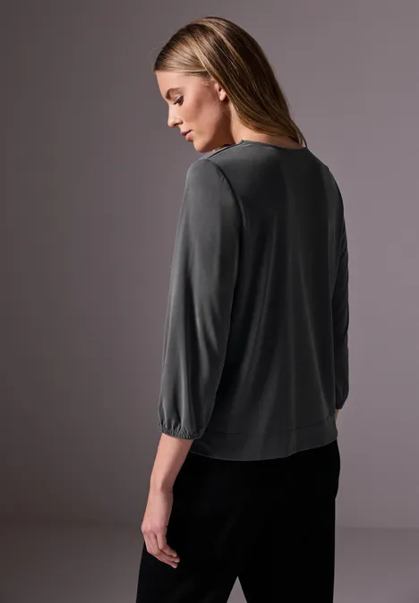 Jersey-Shirt im Blusen-Look lead grey