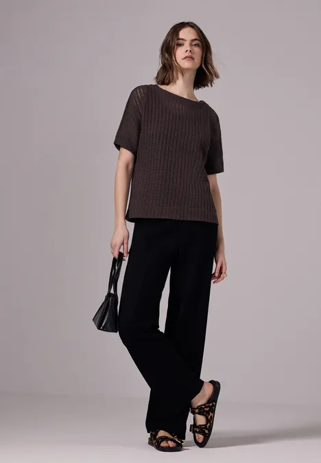 Strukturshirt plummy brown