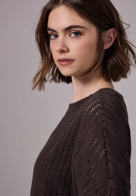 Strukturshirt plummy brown