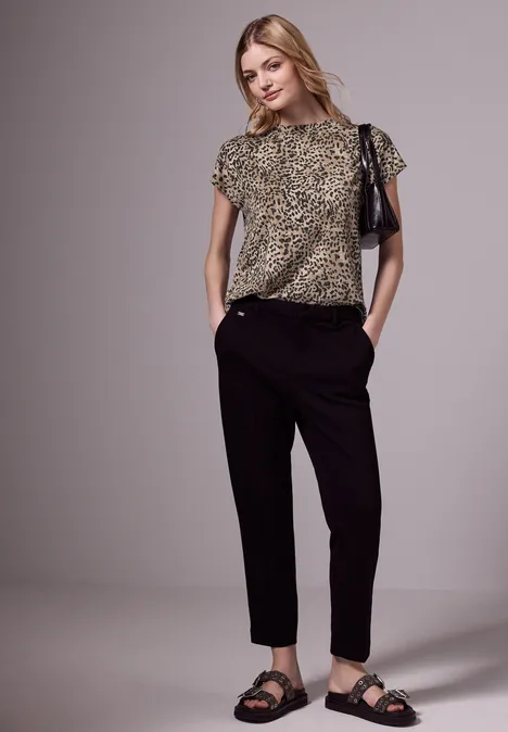 Bedrucktes Basic Shirt creamy brown