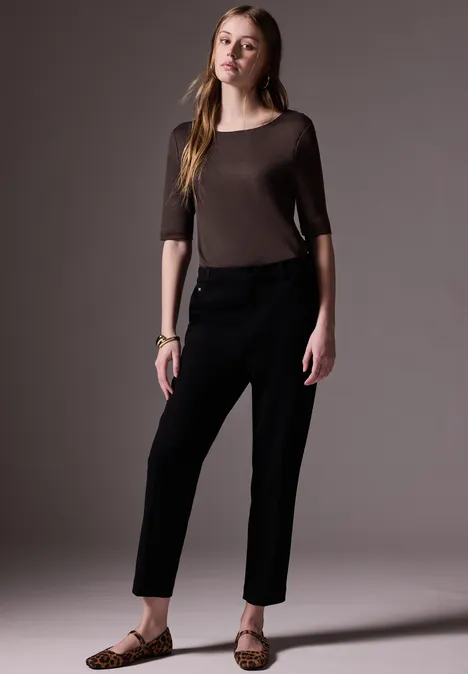 T-Shirt mit Rückenausschnitt plummy brown