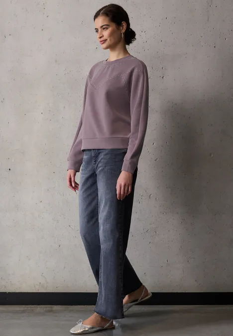 Silk-Look Shirt mit Nieten hazy rose