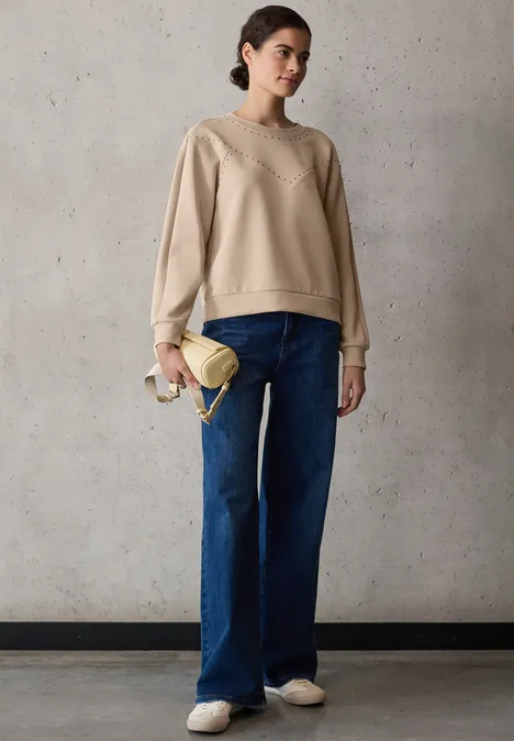 Silk-Look Shirt mit Nieten clove beige