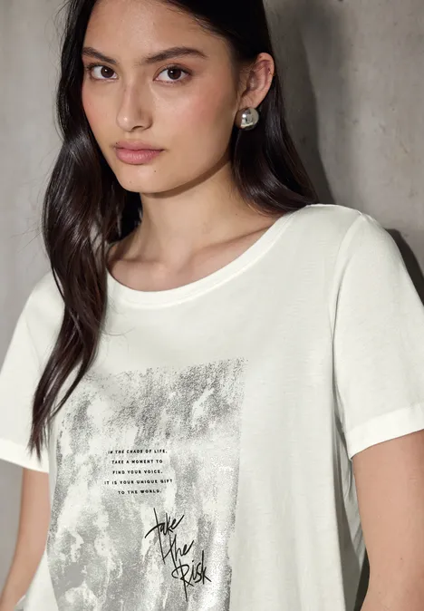 T-Shirt mit Folien-Print off white