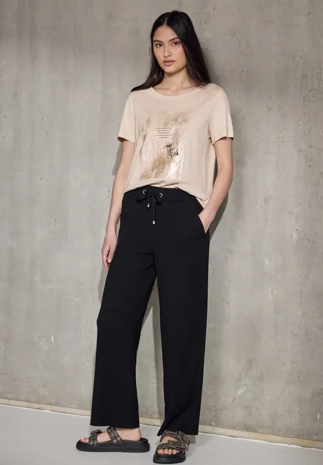 T-Shirt mit Folien-Print smooth sand beige