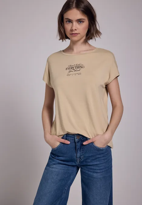 T-Shirt mit Print clove beige